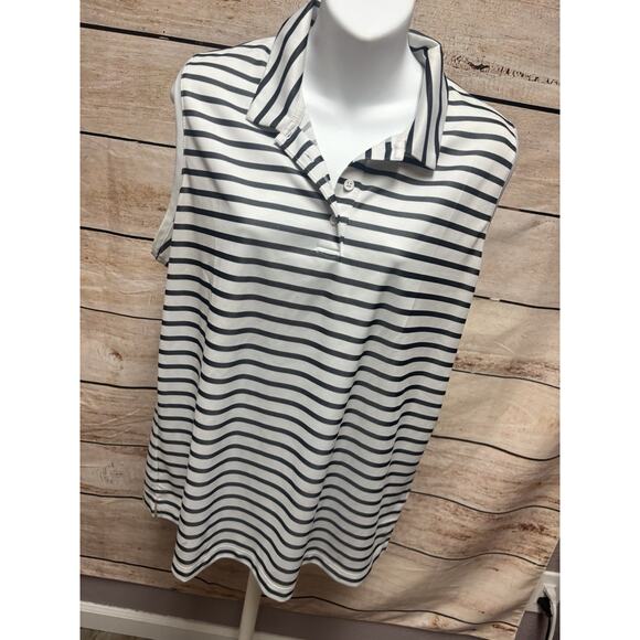 Nike Polo Shirt Womens Size XL Striped Dri Fit Sleeveless Tank Top Casual Golf - Picture 2 of 12